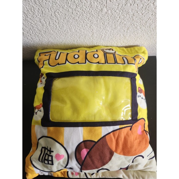Pudding Cat Kawaii Pillow W/ Zipper and Clear Pouch - Picture 3 of 8